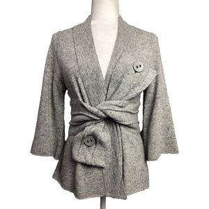 Anthropologie Wool Cardigan Robin Gray Origami Kimono Twist Button Sweater